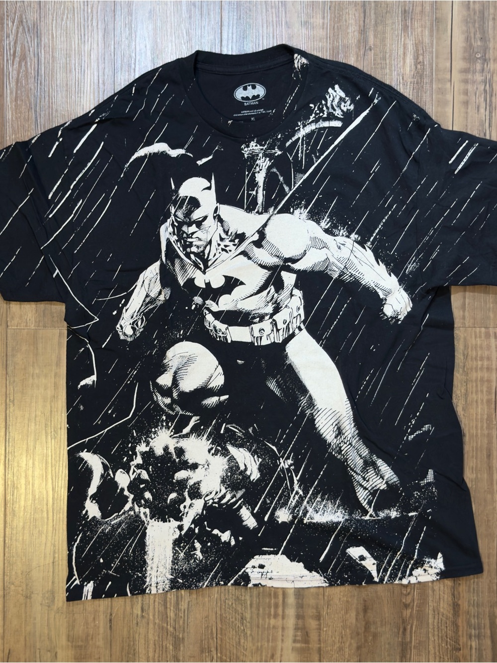Batman Black and White Comic-Print Short Sleeve Tee